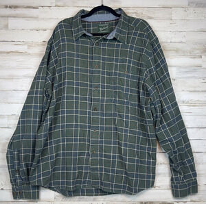 Woolrich Men’s 2XL Bay Leaf Green Plaid Flannel Shirt Button Front Long Sleeve C